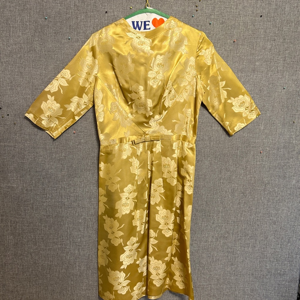Vintage yellow silk floral dress